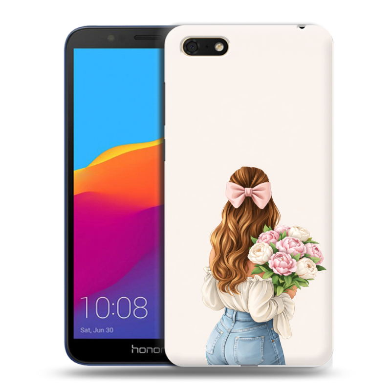 Силиконовый противоударный чехол на Huawei Honor 7A с принтом женский Силиконовый противоударный чехол на Huawei Honor 7A с принтом женский