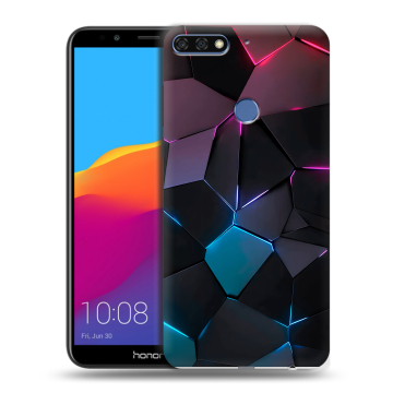 Пластиковый чехол на Huawei Honor 7C Pro с принтом Геометрия неона