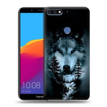 Пластиковый чехол на Huawei Honor 7C Pro с принтом Лесной волк