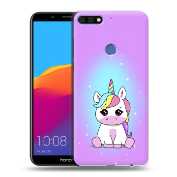 Пластиковый чехол на Huawei Honor 7C Pro с принтом Единорог