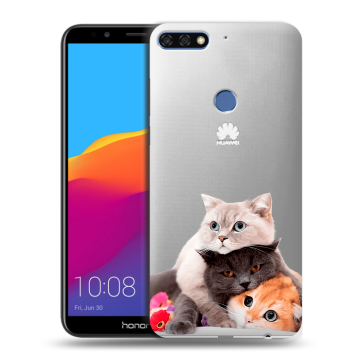 Пластиковый чехол на Huawei Honor 7C Pro с принтом Кошки