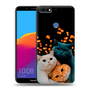 Пластиковый чехол на Huawei Honor 7C Pro с принтом Кошки