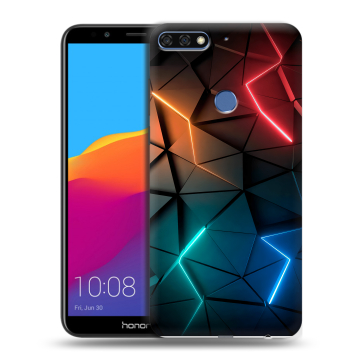 Пластиковый чехол на Huawei Honor 7C Pro с принтом Абстракция неон