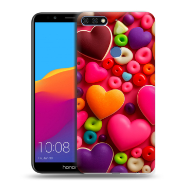 Пластиковый чехол на Huawei Honor 7C Pro с принтом Сердечки