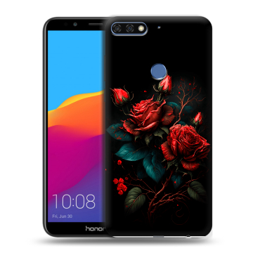 Пластиковый чехол на Huawei Honor 7C Pro с принтом Розы красные
