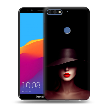 Пластиковый чехол на Huawei Honor 7C Pro с принтом Девушка в шляпе