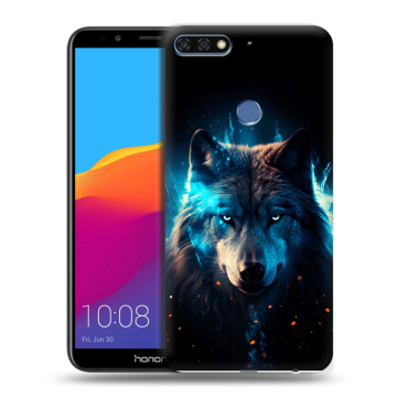 Пластиковый чехол на Huawei Honor 7C Pro с принтом Волк ночной