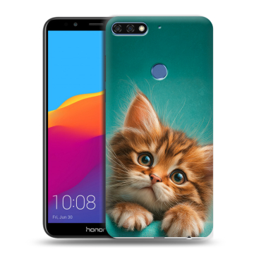 Пластиковый чехол на Huawei Honor 7C Pro с принтом котенок
