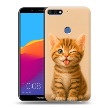 Пластиковый чехол на Huawei Honor 7C Pro с принтом котенок