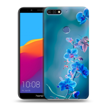 Пластиковый чехол на Huawei Honor 7C Pro с принтом Голубые цветы