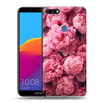 Пластиковый чехол на Huawei Honor 7C Pro с принтом цветы пионы Пластиковый чехол на Huawei Honor 7C Pro с принтом цветы пионы