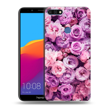 Пластиковый чехол на Huawei Honor 7C Pro с принтом лавандовые розы Пластиковый чехол на Huawei Honor 7C Pro с принтом лавандовые розы