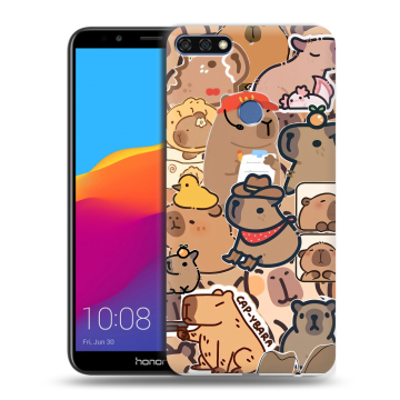 Пластиковый чехол на Huawei Honor 7C Pro с принтом капибара Пластиковый чехол на Huawei Honor 7C Pro с принтом капибара