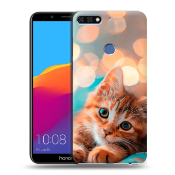 Пластиковый чехол на Huawei Honor 7C Pro с принтом котик