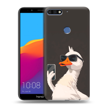 Пластиковый чехол на Huawei Honor 7C Pro с принтом утка в очках Пластиковый чехол на Huawei Honor 7C Pro с принтом утка в очках