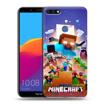 Пластиковый чехол на Huawei Honor 7C Pro с принтом Майнкрафт Minecraft
