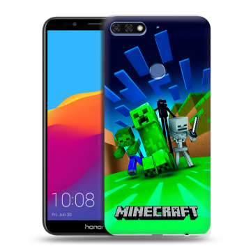 Пластиковый чехол на Huawei Honor 7C Pro с принтом Майнкрафт