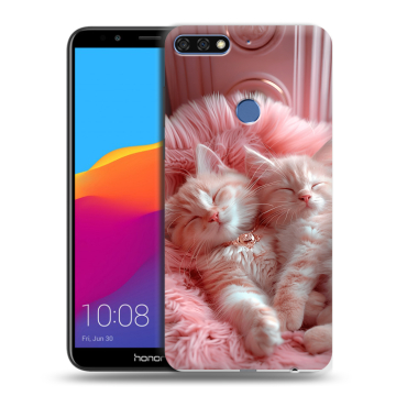 Пластиковый чехол на Huawei Honor 7C Pro с принтом котята котики