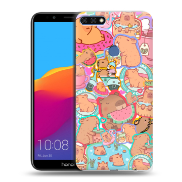 Пластиковый чехол на Huawei Honor 7C Pro с принтом капибары