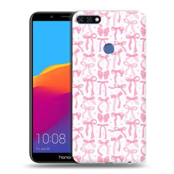 Пластиковый чехол на Huawei Honor 7C Pro с принтом Розовые бантики Пластиковый чехол на Huawei Honor 7C Pro с принтом Розовые бантики