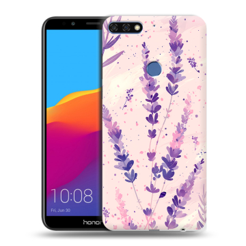 Пластиковый чехол на Huawei Honor 7C Pro с принтом цветы лаванда
