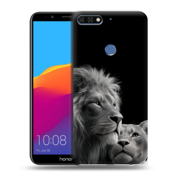 Пластиковый чехол на Huawei Honor 7C Pro с принтом Лев кошки Пластиковый чехол на Huawei Honor 7C Pro с принтом Лев кошки