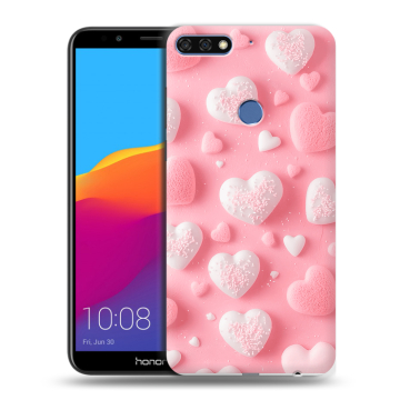Пластиковый чехол на Huawei Honor 7C Pro с принтом Сердечки