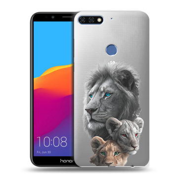 Пластиковый чехол на Huawei Honor 7C Pro с принтом Львы Пластиковый чехол на Huawei Honor 7C Pro с принтом Львы