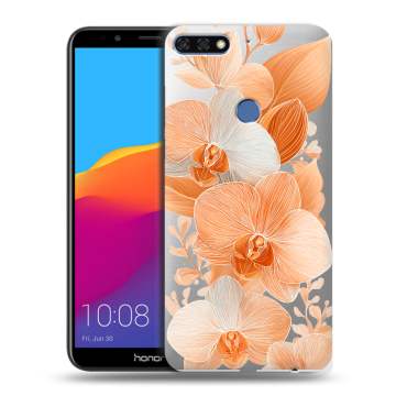 Пластиковый чехол на Huawei Honor 7C Pro с принтом Бежевые цветы Пластиковый чехол на Huawei Honor 7C Pro с принтом Бежевые цветы
