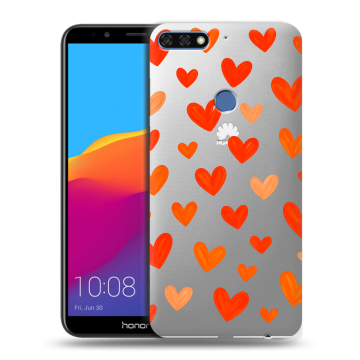 Пластиковый чехол на Huawei Honor 7C Pro с принтом Сердечки Пластиковый чехол на Huawei Honor 7C Pro с принтом Сердечки