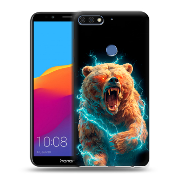 Пластиковый чехол на Huawei Honor 7C Pro с принтом Медведь Пластиковый чехол на Huawei Honor 7C Pro с принтом Медведь