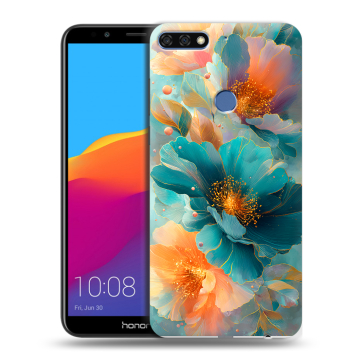 Пластиковый чехол на Huawei Honor 7C Pro с принтом Цветы Пластиковый чехол на Huawei Honor 7C Pro с принтом Цветы