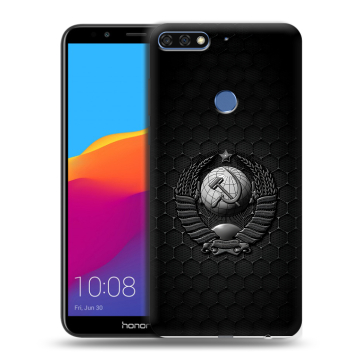 Пластиковый чехол на Huawei Honor 7C Pro с принтом Герб Флаг СССР