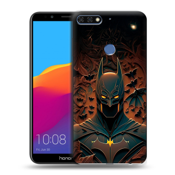 Пластиковый чехол на Huawei Honor 7C Pro с принтом Batman Бэтмен Пластиковый чехол на Huawei Honor 7C Pro с принтом Batman Бэтмен