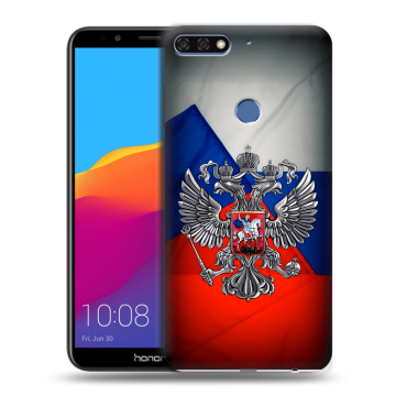 Пластиковый чехол на Huawei Honor 7C Pro с принтом Флаг России
