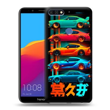 Пластиковый чехол на Huawei Honor 7C Pro с принтом машины тачки Пластиковый чехол на Huawei Honor 7C Pro с принтом машины тачки