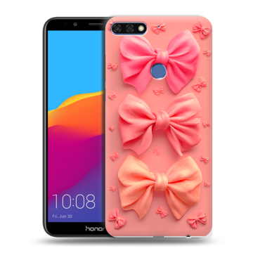 Пластиковый чехол на Huawei Honor 7C Pro с принтом Розовые бантики