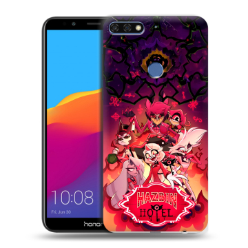 Пластиковый чехол на Huawei Honor 7C Pro с принтом Hazbin Hotel Отель Хазбин