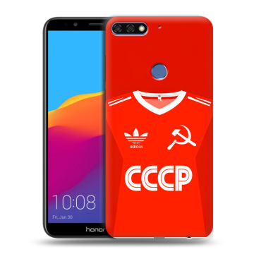 Пластиковый чехол на Huawei Honor 7C Pro с принтом Флаг Герб СССР Пластиковый чехол на Huawei Honor 7C Pro с принтом Флаг Герб СССР