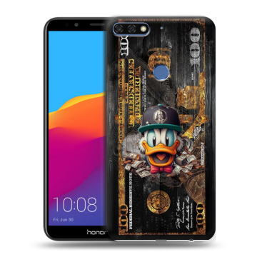 Пластиковый чехол на Huawei Honor 7C Pro с принтом Дональд Дак Доллар
