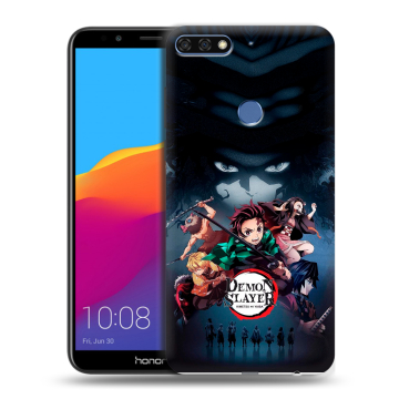 Пластиковый чехол на Huawei Honor 7C Pro с принтом Demon Slayer Клинок рассекающий демонов Пластиковый чехол на Huawei Honor 7C Pro с принтом Demon Slayer Клинок рассекающий демонов