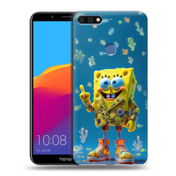Пластиковый чехол на Huawei Honor 7C Pro с принтом Спанч боб Спанчбоб