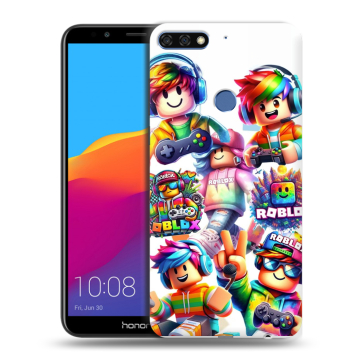 Пластиковый чехол на Huawei Honor 7C Pro с принтом Roblox Роблокс