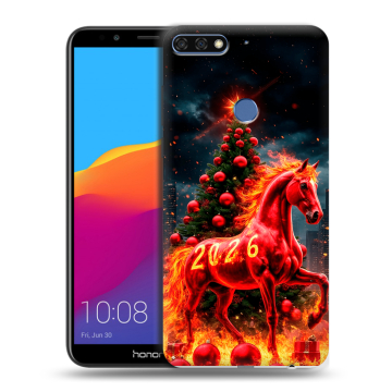 Пластиковый чехол на Huawei Honor 7C Pro с принтом Новый год Пластиковый чехол на Huawei Honor 7C Pro с принтом Новый год