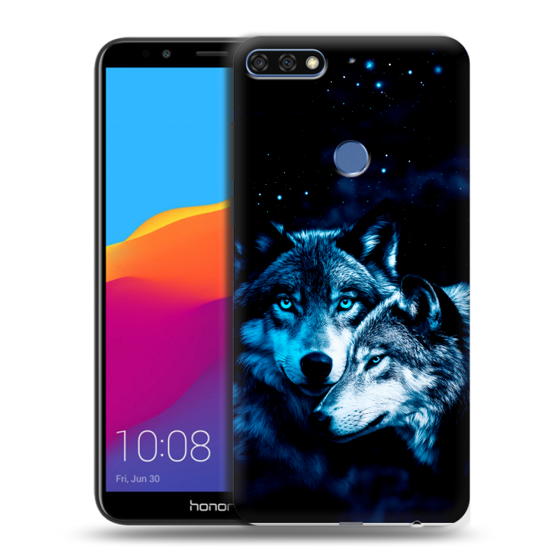 Пластиковый чехол на Huawei Honor 7C Pro с принтом Волки Пластиковый чехол на Huawei Honor 7C Pro с принтом Волки
