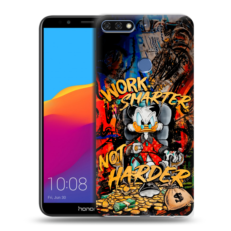 Пластиковый чехол на Huawei Honor 7C Pro с принтом Дональд Дак Деньги Пластиковый чехол на Huawei Honor 7C Pro с принтом Дональд Дак Деньги