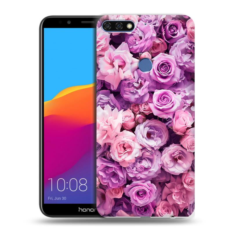 Пластиковый чехол на Huawei Honor 7C Pro с принтом лавандовые розы Пластиковый чехол на Huawei Honor 7C Pro с принтом лавандовые розы