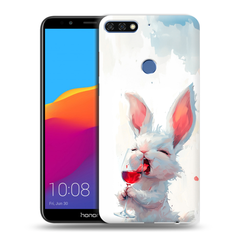Пластиковый чехол на Huawei Honor 7C Pro с принтом кролик зайчик Пластиковый чехол на Huawei Honor 7C Pro с принтом кролик зайчик