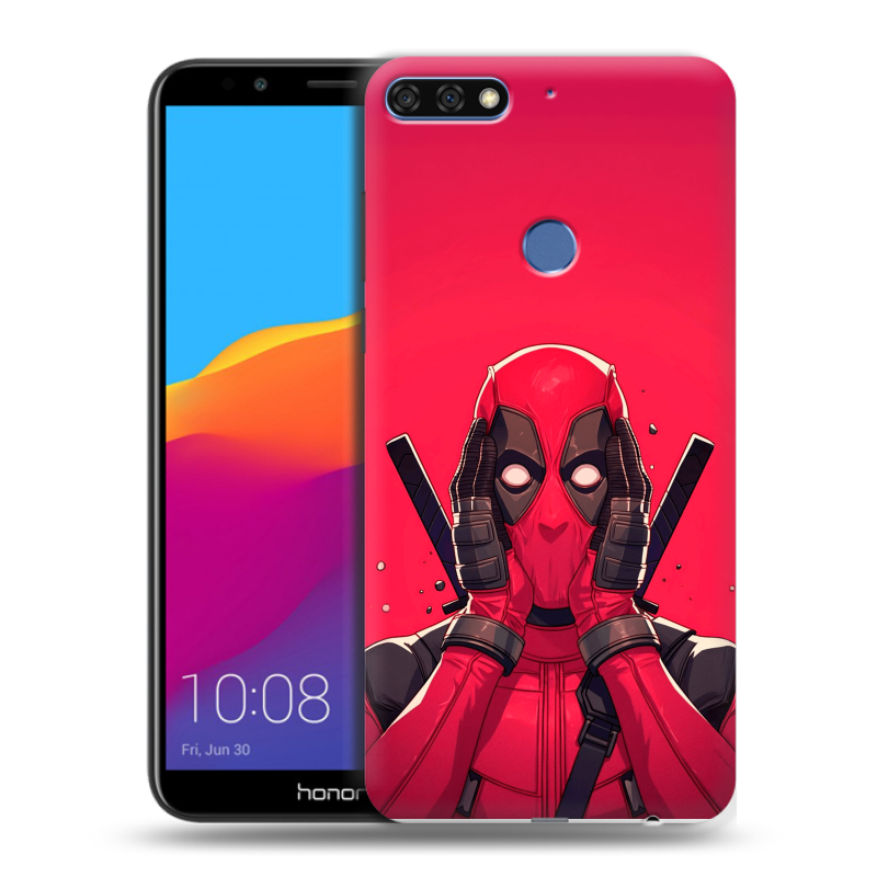 Пластиковый чехол на Huawei Honor 7C Pro с принтом Дедпул Deadpool Пластиковый чехол на Huawei Honor 7C Pro с принтом Дедпул Deadpool