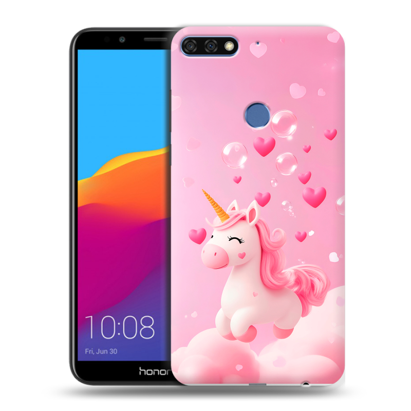Пластиковый чехол на Huawei Honor 7C Pro с принтом Единорог Пластиковый чехол на Huawei Honor 7C Pro с принтом Единорог